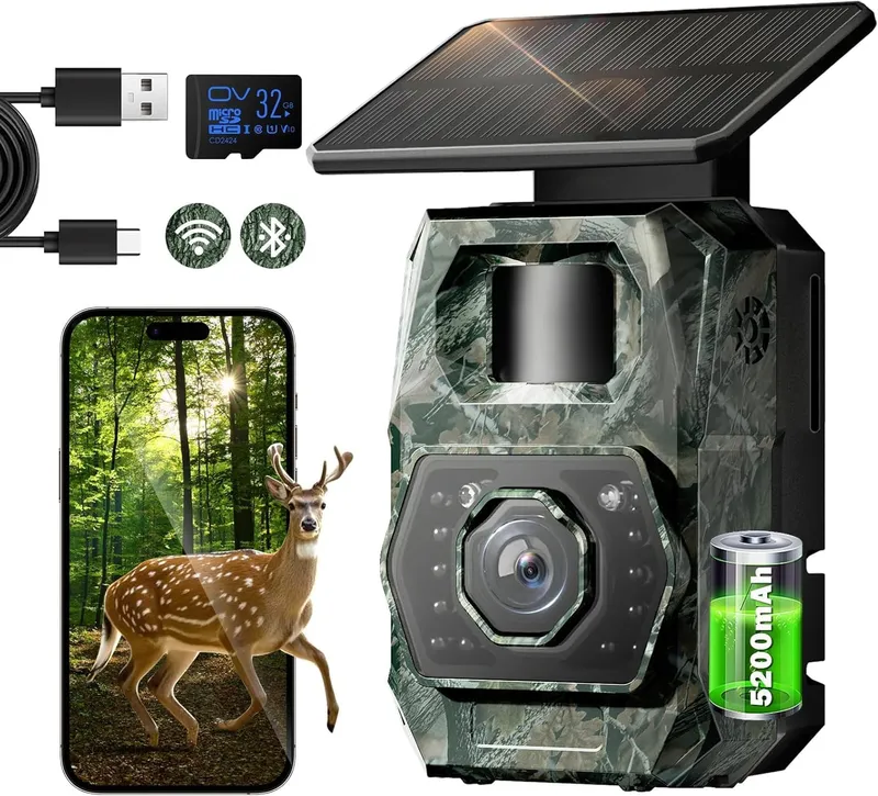 MAXDONE Caméra de chasse solaire verte